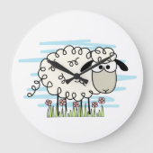 Cartoon Sheep Große Wanduhr (Vorderseite)