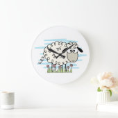 Cartoon Sheep Große Wanduhr (Zuhause)