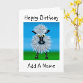 Cartoon Sheep Karte (Gelbe Blume)