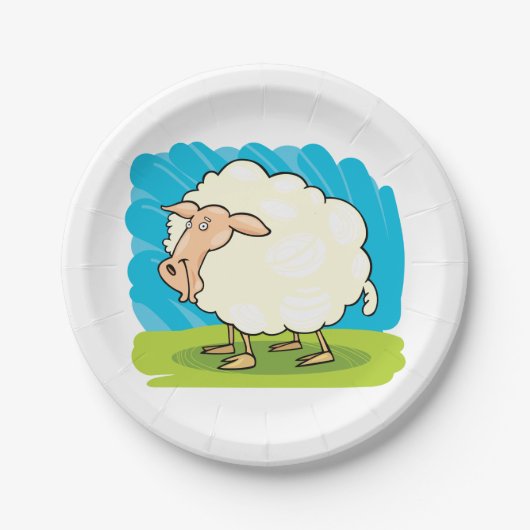 Cartoon Sheep Pappteller (Vorderseite)