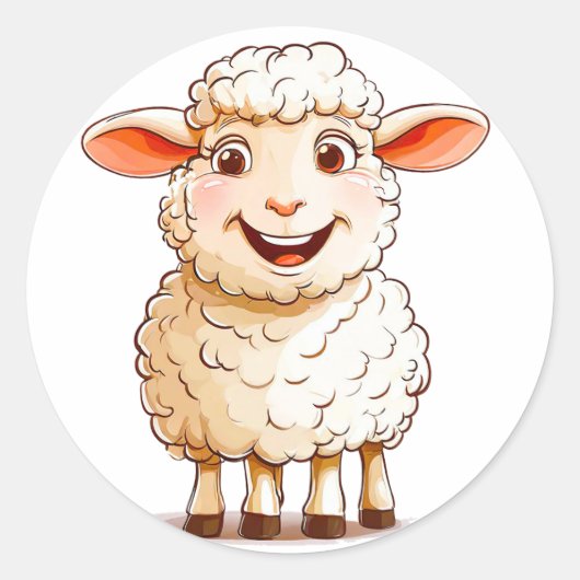 Cartoon Sheep Runder Aufkleber (Vorderseite)