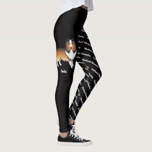 Cartoon Sheltie & Hunde Name und Rasse Leggings