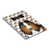 Cartoon-Sheltie mit Knochen und Name Notizblock (Rechte Seite)