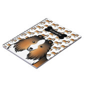 Cartoon-Sheltie mit Knochen und Name Notizblock (Linke Seite)