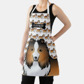 Cartoon-Sheltie mit Knochen und Name Schürze (InSitu)