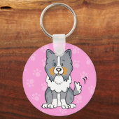 Cartoon Sheltie Schlüsselanhänger (Vorderseite)