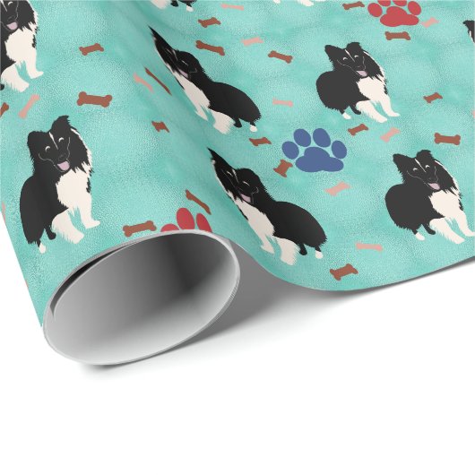 Cartoon Shetland Sheepdog Geschenkpapier (Rolleneckpunkt)
