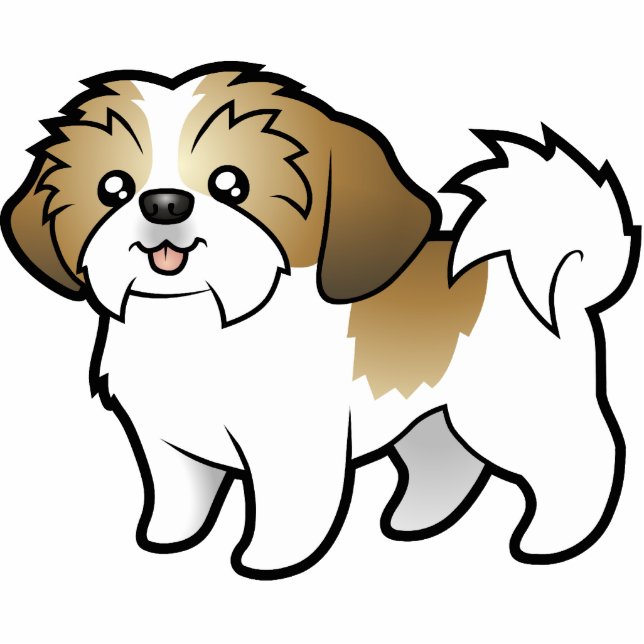 Cartoon Shih Tzu (Welpe geschnitten) Fotoskulptur Magnet (Vorne)