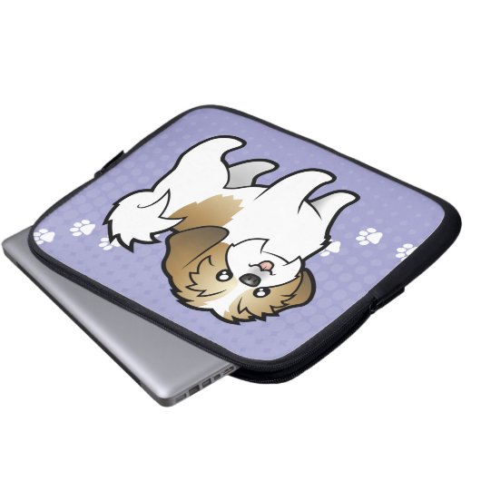 Cartoon Shih Tzu (Welpe geschnitten) Laptopschutzhülle (Vorne Knopf)