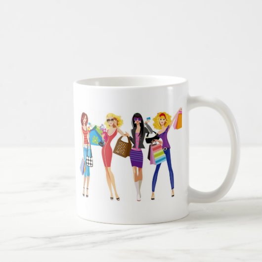 Cartoon SHOPPING MÄDCHEN VECTORS FASHION STIL FUN  Kaffeetasse (Rechts)
