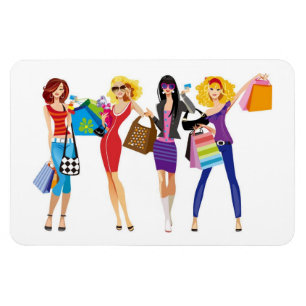 CARTOON SHOPPING MÄDCHEN VECTORS FASHION STIL FUN MAGNET