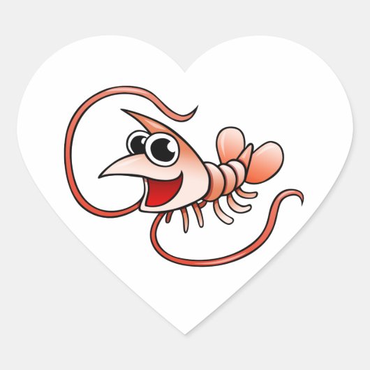 Cartoon Shrimp Herz-Aufkleber (Vorderseite)