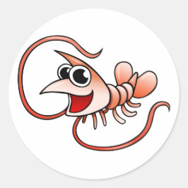 Cartoon Shrimp Runder Aufkleber