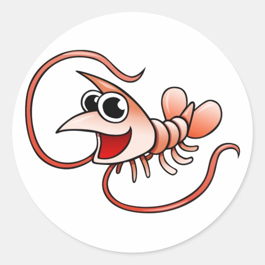 Cartoon Shrimp Runder Aufkleber (Vorderseite)