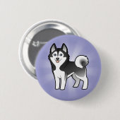 Cartoon Siberian Husky / Alaskan Malamute Button (Vorne & Hinten)