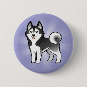 Cartoon Siberian Husky / Alaskan Malamute Button
