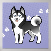Cartoon Siberian Husky / Alaskan Malamute Poster (Vorne)