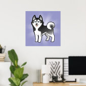 Cartoon Siberian Husky / Alaskan Malamute Poster (Heimbüro)