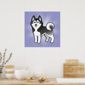 Cartoon Siberian Husky / Alaskan Malamute Poster (Küche)