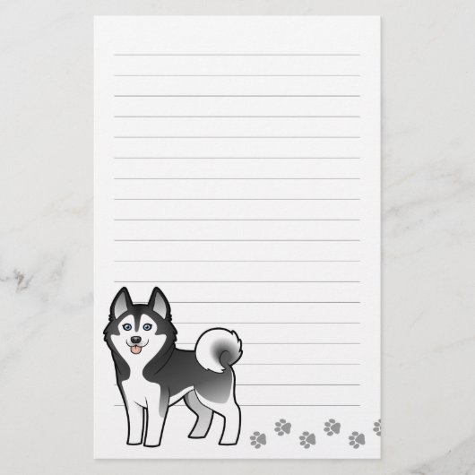 Cartoon-sibirischer Schlittenhund/alaskischer Briefpapier (Vorderseite)