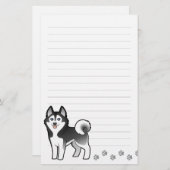 Cartoon-sibirischer Schlittenhund/alaskischer Briefpapier (Vorne/Hinten)
