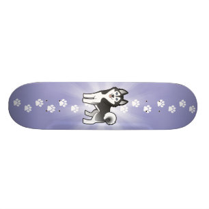 Cartoon-sibirischer Schlittenhund/alaskischer Skateboard