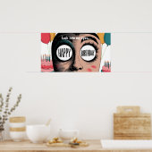 Cartoon sieht großen Augen gegenüber glücklicher G Poster (Küche)