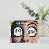 Cartoon sieht großen Augen gegenüber glücklicher G Postkarte (Stehend Vorderseite)