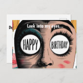 Cartoon sieht großen Augen gegenüber glücklicher G Postkarte (Vorne/Hinten)