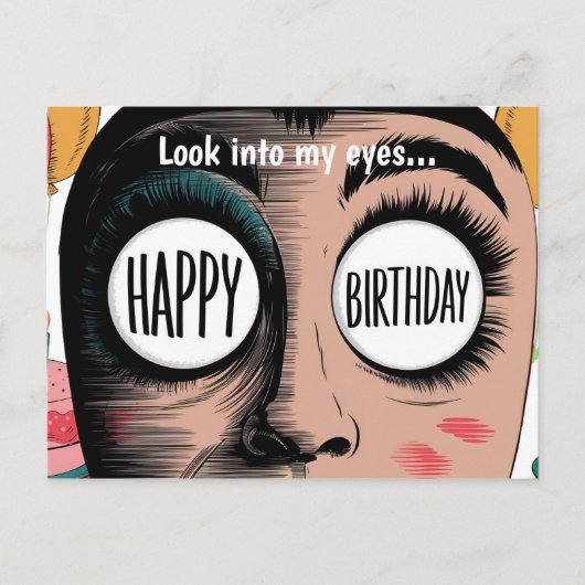 Cartoon sieht großen Augen gegenüber glücklicher G Postkarte (Vorderseite)