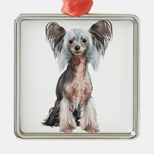 CARTOON SIEHT POWDER PUFF CHINESISCHES HUND ORNAMENT AUS METALL