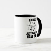 Cartoon singen - "Ghouls just wanna have fun" Tasse (VorderseiteRechts)