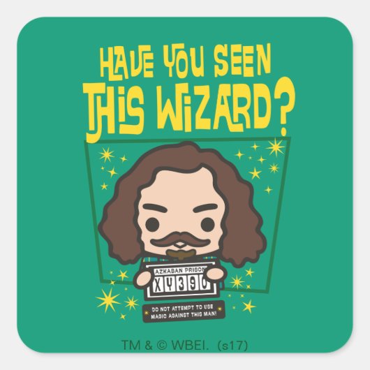Cartoon Sirius Black Gewollt Poster Graphic Quadratischer Aufkleber (Vorderseite)
