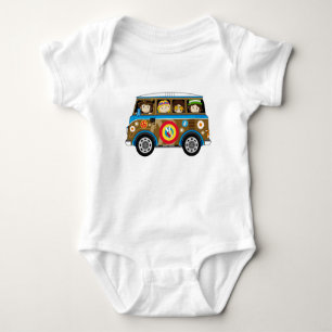 Cartoon Sixties Peace Hippie Van Baby Strampler