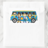 Cartoon Sixties Peace Hippie Van Rechteckiger Aufkleber (Tasche)