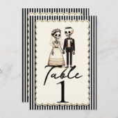 Cartoon Skeleton Bride Groom Hochzeit Tischnummer (Vorne/Hinten)