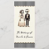 Cartoon Skeleton Bride + Groom Wedding Menu Menükarte (Rückseite)