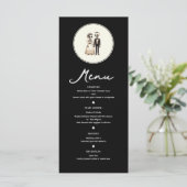 Cartoon Skeleton Bride + Groom Wedding Menu Menükarte (Stehend Vorderseite)