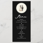 Cartoon Skeleton Bride + Groom Wedding Menu Menükarte (Vorderseite)