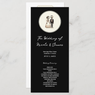 Cartoon Skeleton Bride + Groom Wedding Menu Programm