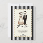 Cartoon Skeleton Bride + Groom Wedding Vielen Dank Einladung (Vorderseite)