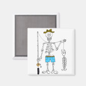 Cartoon Skeleton Fisherman in mit Skelettfisch Magnet (Vorderseite/Rückseite)
