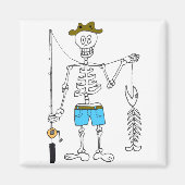 Cartoon Skeleton Fisherman in mit Skelettfisch Magnet (Vorne)