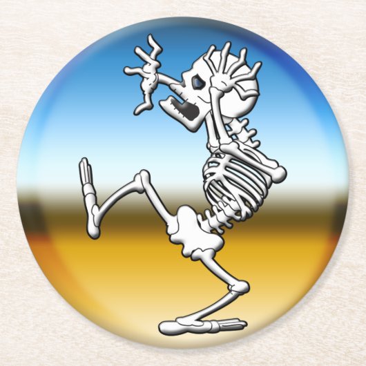 Cartoon Skeleton Halloween-Party Runder Pappuntersetzer (Vorderseite)