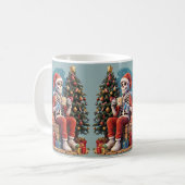 Cartoon Skeleton mit Weihnachtsgetränk Kaffeetasse (Vorderseite Links)