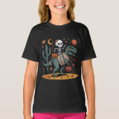 Cartoon Skeleton & T-Rex mit Candy Eckets T-Shirt (Vorderseite)