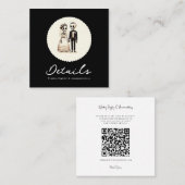 Cartoon Skelettbräune + Angaben zur Hochzeit Quadratische Visitenkarte (Vorne/Hinten)