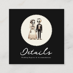 Cartoon Skelettbräune + Angaben zur Hochzeit Quadratische Visitenkarte