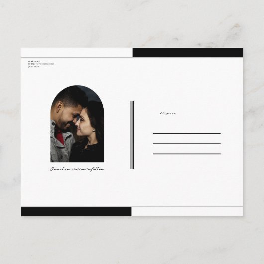 Cartoon Skelettbräune + Bräutigam Save the Date Ankündigungspostkarte (Rückseite)