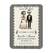 Cartoon Skelettbräune + Bräutigam Save the Date Magnet (Vertikal)